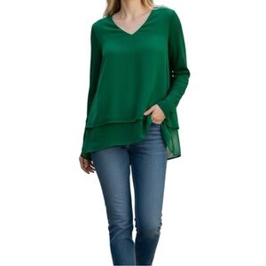 Michael Kors Emerald Green Layered TunicBlouse Size XL
